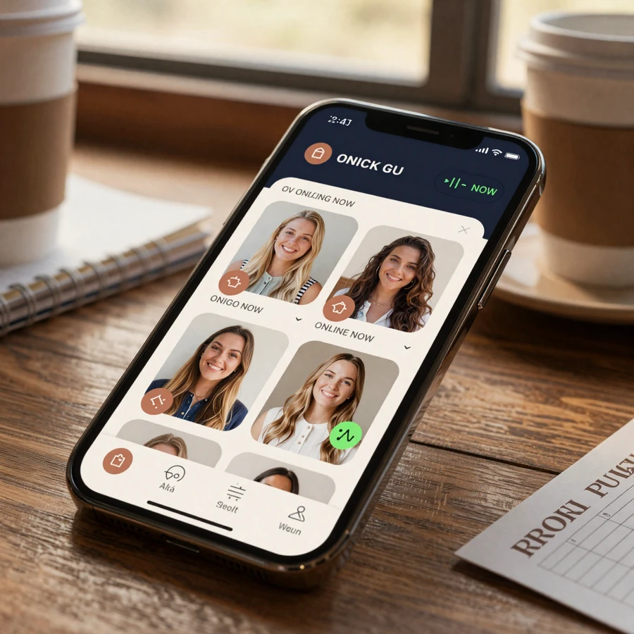 Trucker dating app interface on smartphone with route compatibility badges, niche platform for lonely truck driver